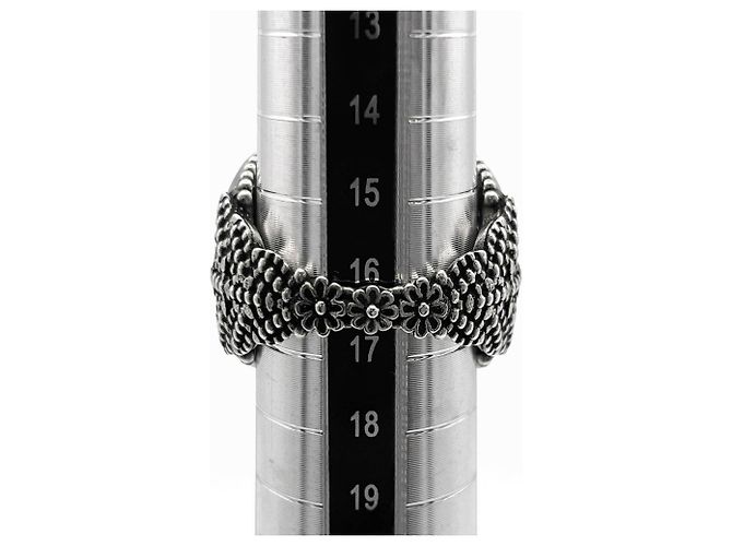 Anel GUCCI com detalhe Interlocking e cristais Preto Prata - vista 10