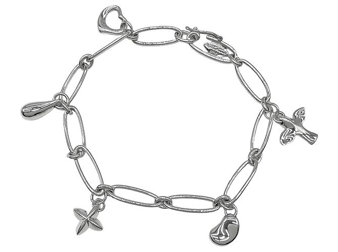 Autre Marque Bracciale a catena Tiffany & Co. Elsa Peretti con 5 ciondoli Argento - vista 2