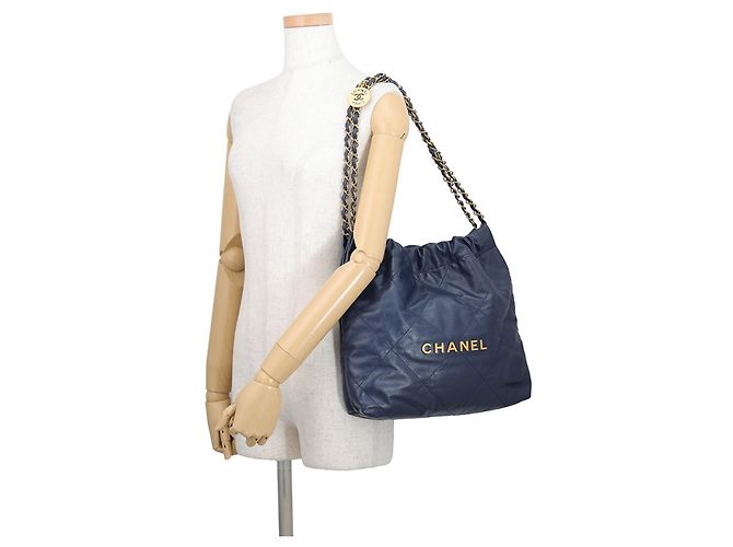 Chanel 22 Matelassé Small Handtasche Marineblau - Ansicht 4