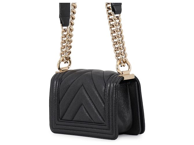 Borsa Chanel Boy Chevron in pelle caviar Nero - vista 2