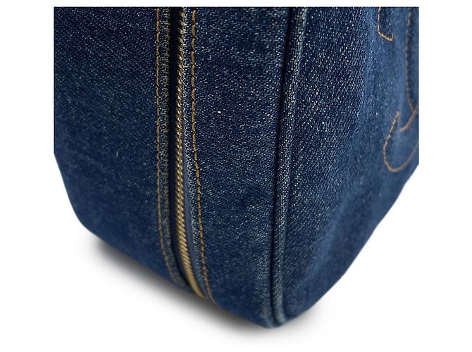 Vanity Borsa Chanel Coco Mark in denim blu - vista 10