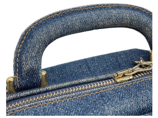 Vanity Borsa Chanel Coco Mark in denim blu - vista 15
