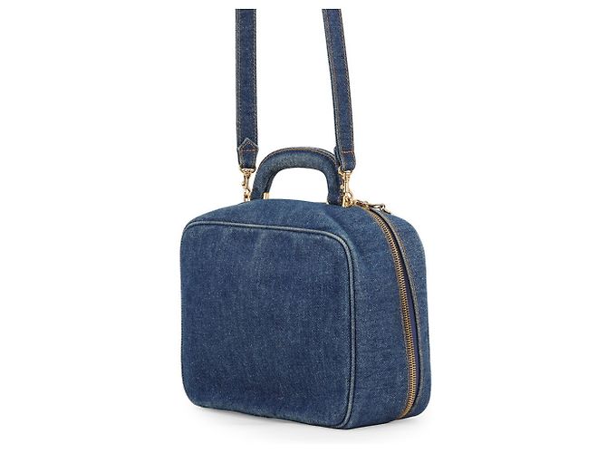 Vanity Borsa Chanel Coco Mark in denim blu - vista 2