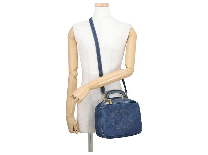 Vanity Borsa Chanel Coco Mark in denim blu - vista 5
