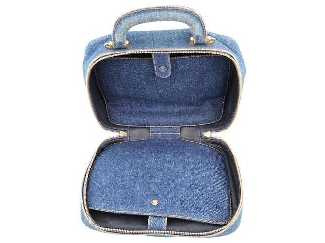 Vanity Borsa Chanel Coco Mark in denim blu - vista 6