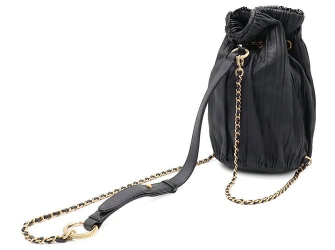 Bolsa de Ombro Chanel Coco Pleats Mark Chain Preto - vista 3