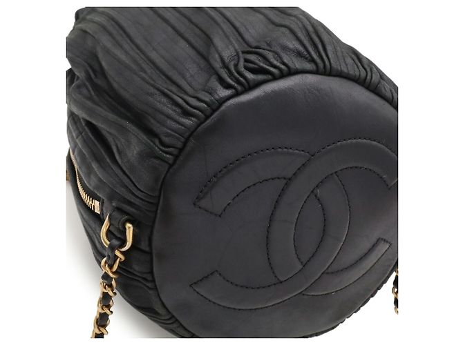 Bolsa de Ombro Chanel Coco Pleats Mark Chain Preto - vista 4
