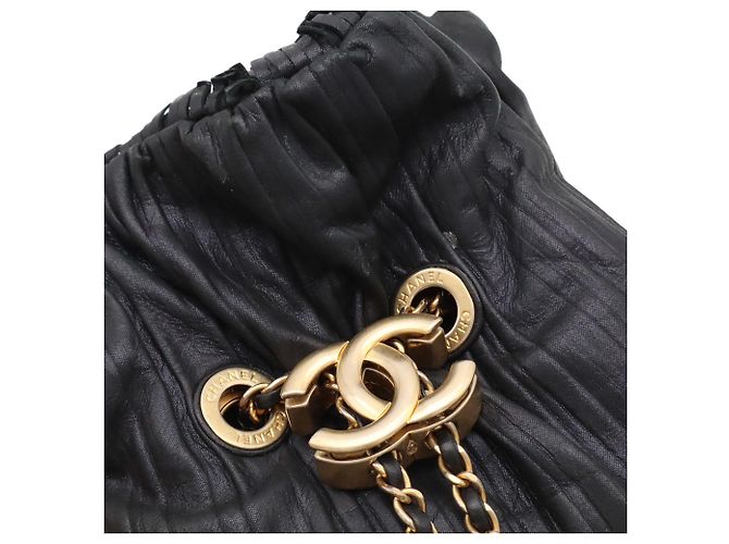 Bolsa de Ombro Chanel Coco Pleats Mark Chain Preto - vista 8