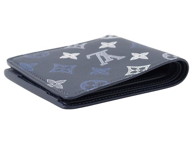 Portafoglio bi-fold Louis Vuitton in Monogram Shadow Blu Blu navy - vista 2