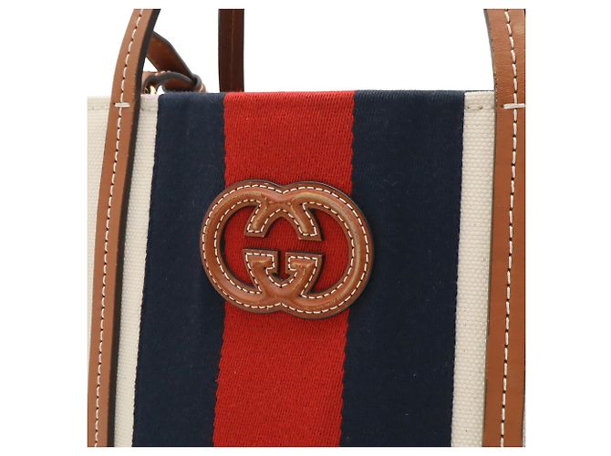 Borsa Tote e a Tracolla Gucci Interlocking G Web Stripe Marrone Rosso Verde Blu navy - vista 10