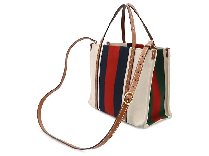 Borsa Tote e a Tracolla Gucci Interlocking G Web Stripe Marrone Rosso Verde Blu navy - vista 3