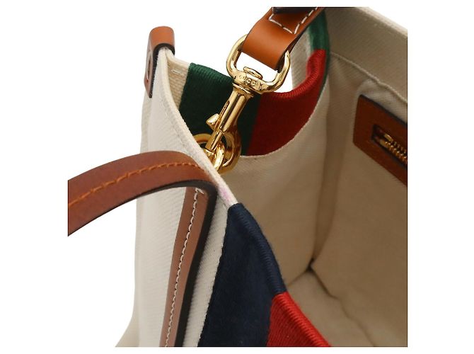 Borsa Tote e a Tracolla Gucci Interlocking G Web Stripe Marrone Rosso Verde Blu navy - vista 7