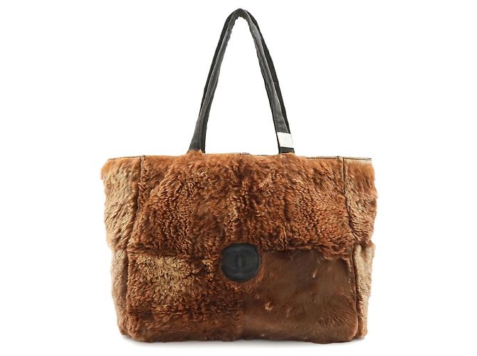 Bolso Tote CHANEL de piel de conejo Coco Mark Castaño Negro - vista 2
