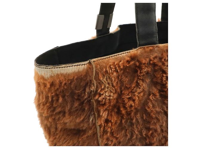 Bolso Tote CHANEL de piel de conejo Coco Mark Castaño Negro - vista 8