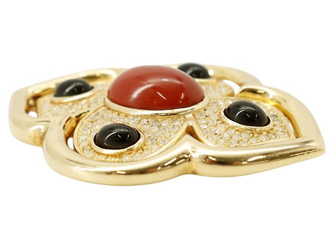 Christian Dior Strass-Brosche Schwarz Rot - Ansicht 2