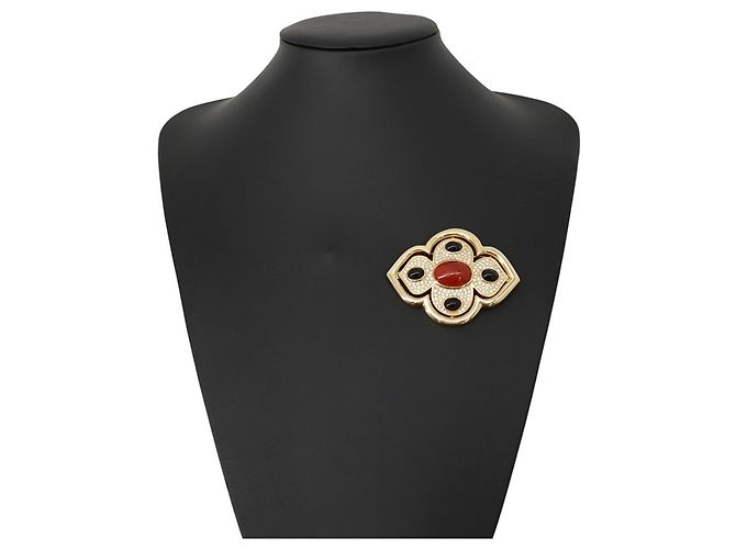 Christian Dior Strass-Brosche Schwarz Rot - Ansicht 4