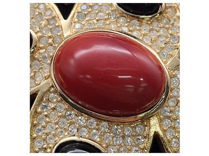 Christian Dior Strass-Brosche Schwarz Rot - Ansicht 8