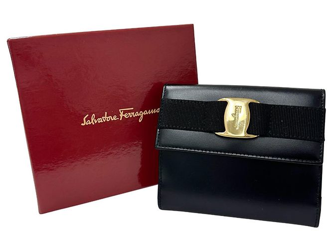 Salvatore Ferragamo Vara Bi-Fold Ledergeldbörse Schwarz - Ansicht 11