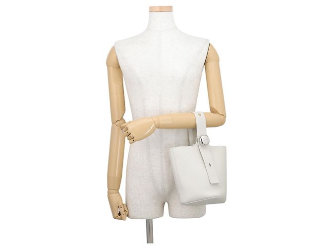 Loewe Pebble Baguette Mini Lederhandtasche Weiß - Ansicht 4
