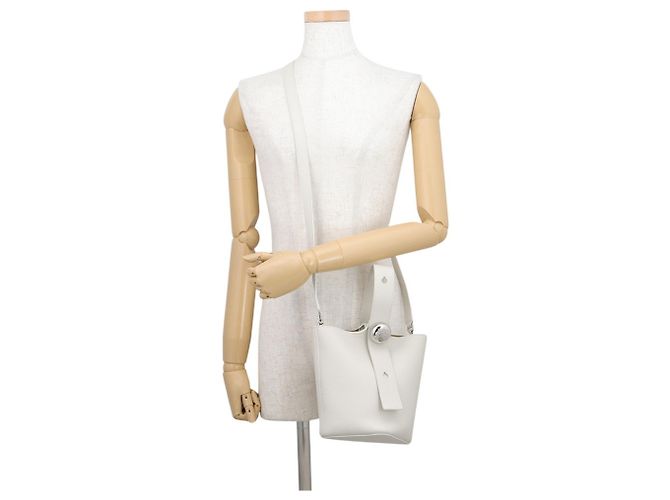 Loewe Pebble Baguette Mini Lederhandtasche Weiß - Ansicht 5