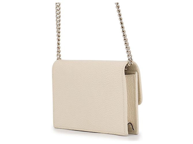 Cartera con cadena Gucci de piel con G entrelazadas Crudo - vista 2