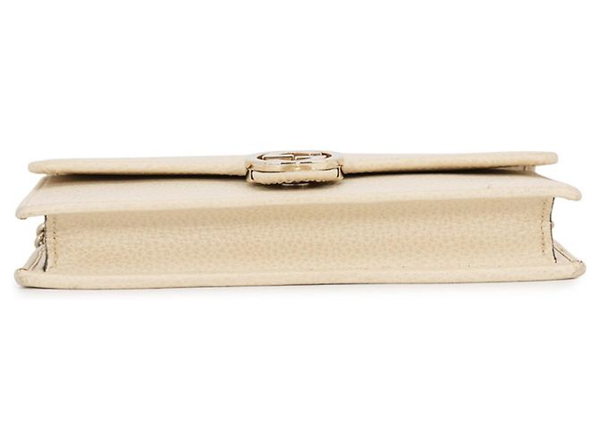 Cartera con cadena Gucci de piel con G entrelazadas Crudo - vista 3