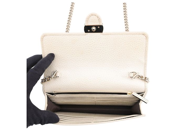 Cartera con cadena Gucci de piel con G entrelazadas Crudo - vista 5
