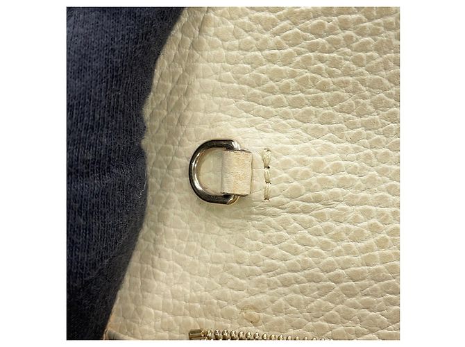 Cartera con cadena Gucci de piel con G entrelazadas Crudo - vista 9