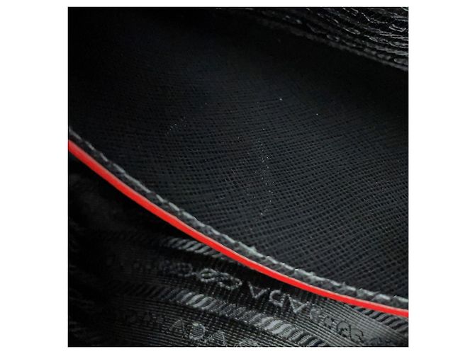 Bolsa Prada em couro Saffiano Preto Vermelho - vista 11