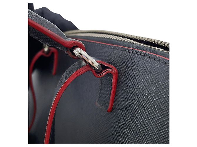 Bolsa Prada em couro Saffiano Preto Vermelho - vista 12