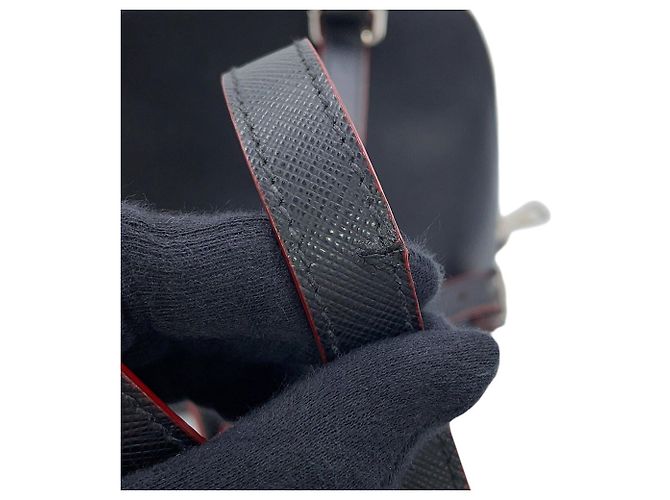 Bolsa Prada em couro Saffiano Preto Vermelho - vista 14
