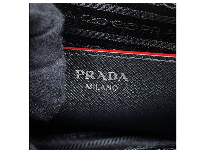 Bolsa Prada em couro Saffiano Preto Vermelho - vista 16