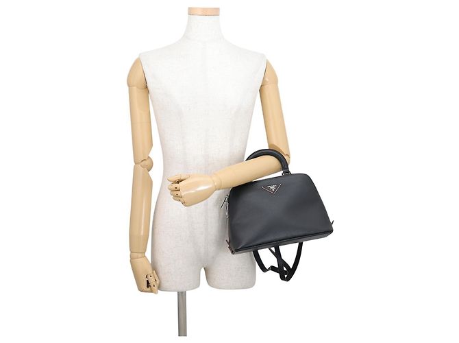 Bolsa Prada em couro Saffiano Preto Vermelho - vista 4