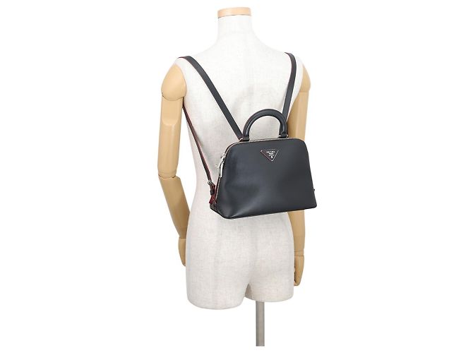 Bolsa Prada em couro Saffiano Preto Vermelho - vista 5