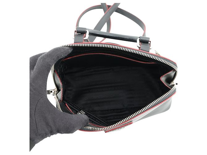 Bolsa Prada em couro Saffiano Preto Vermelho - vista 6