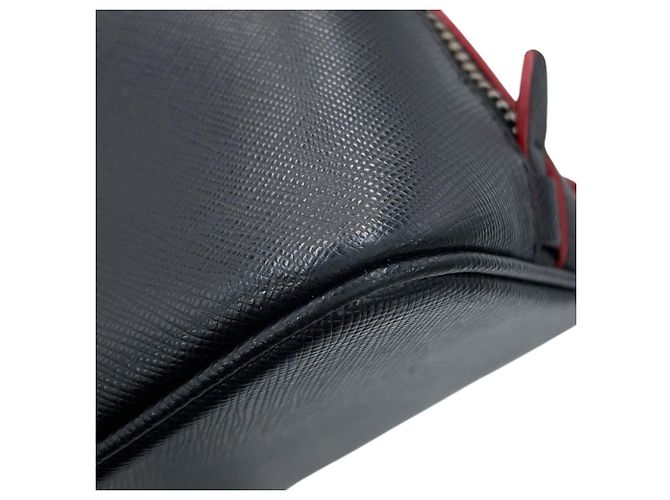 Bolsa Prada em couro Saffiano Preto Vermelho - vista 9