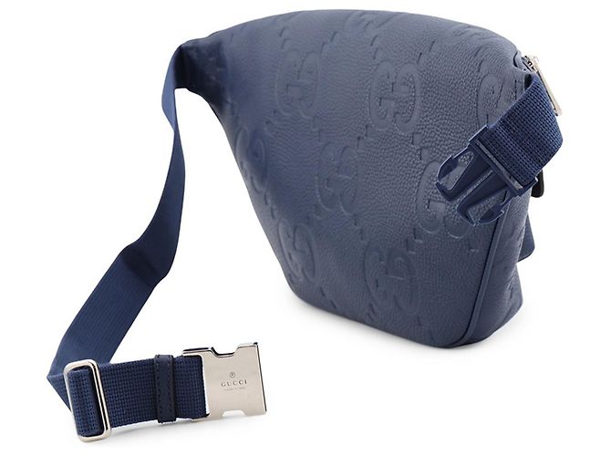 Gucci Jumbo GG Handtasche aus geprägtem Leder Blau - Ansicht 2
