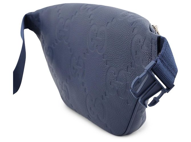 Gucci Jumbo GG Handtasche aus geprägtem Leder Blau - Ansicht 3