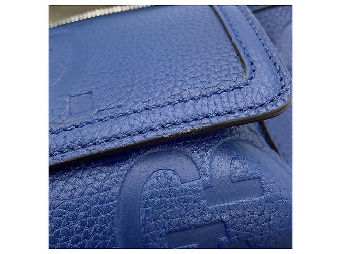 Gucci Jumbo GG Handtasche aus geprägtem Leder Blau - Ansicht 8