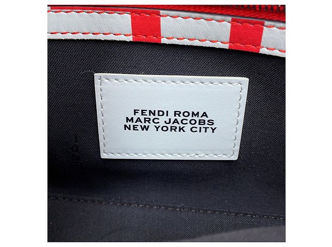 Borsa Fendi Baguette Medium Bianco Rosso - vista 18