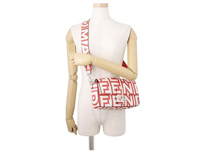 Borsa Fendi Baguette Medium Bianco Rosso - vista 5