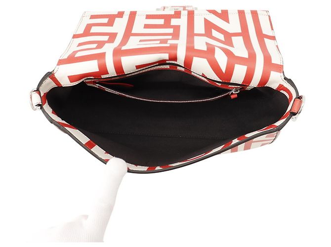 Borsa Fendi Baguette Medium Bianco Rosso - vista 7