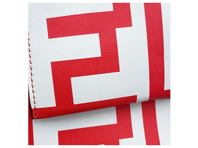 Borsa Fendi Baguette Medium Bianco Rosso - vista 9