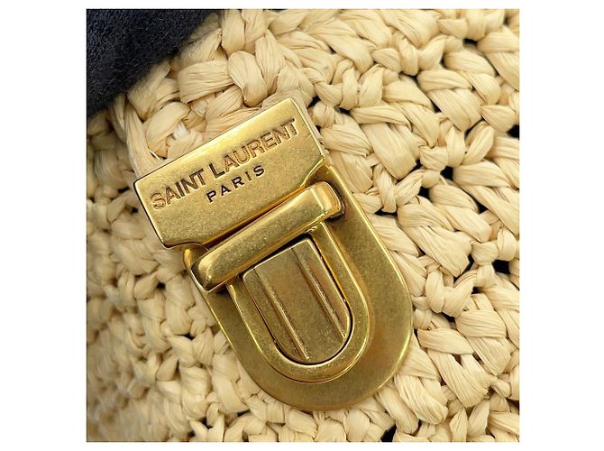 Borsa a tracolla Yves Saint Laurent Le Raffia Beige - vista 11