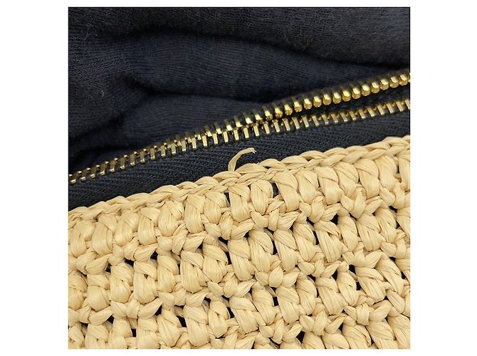 Borsa a tracolla Yves Saint Laurent Le Raffia Beige - vista 7