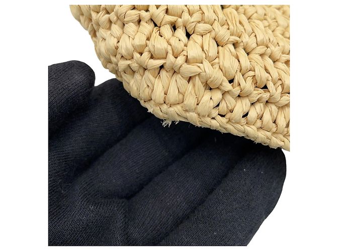 Borsa a tracolla Yves Saint Laurent Le Raffia Beige - vista 8