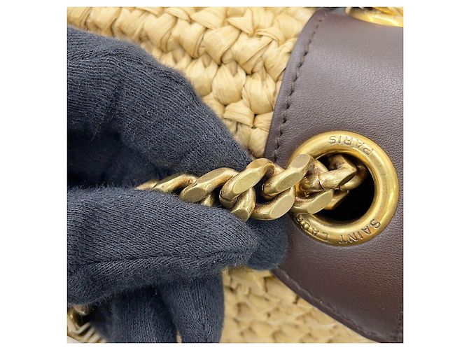 Borsa a tracolla con catena Yves Saint Laurent Paris Marrone - vista 11