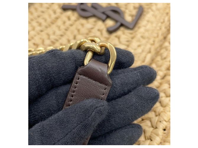Borsa a tracolla con catena Yves Saint Laurent Paris Marrone - vista 12