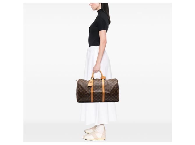 Louis Vuitton Brown Monogram Keepall 50 Marrom - vista 7