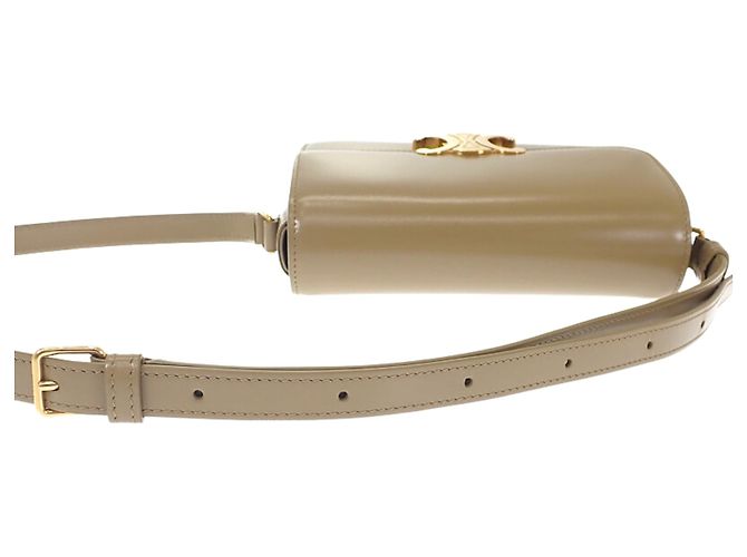 Céline Celine Brown Teen Shiny Calfskin Triomphe Crossbody Marrone Cachi - vista 13